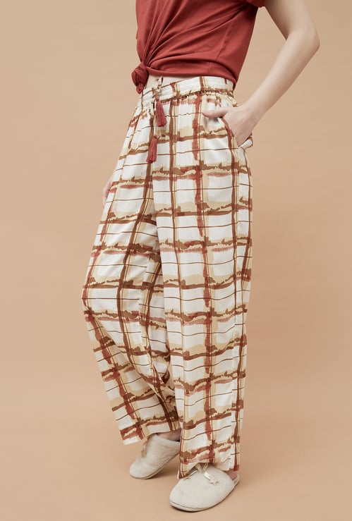 GINGER Checked Wide Leg Lounge Pants