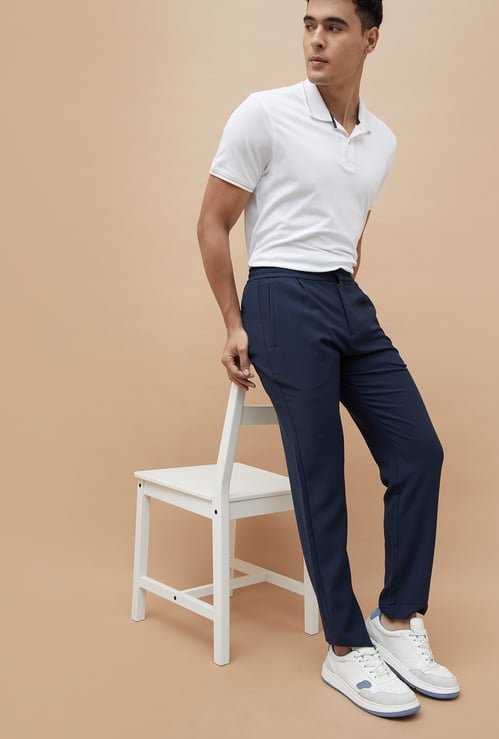 CODE Solid Regular Fit Trousers
