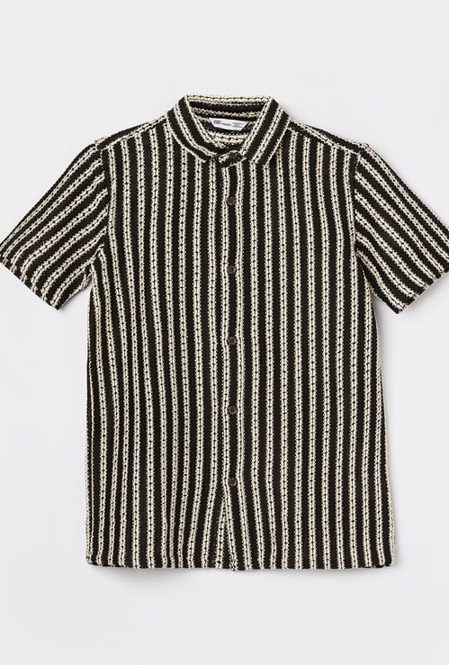 FAME FOREVER Boys Striped Knit Regular Fit Shirt