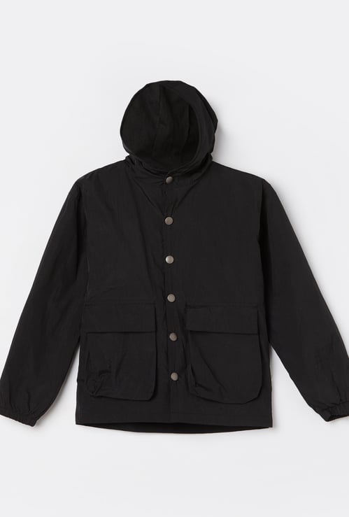 FAME FOREVER Boys Button Front Hooded Jacket