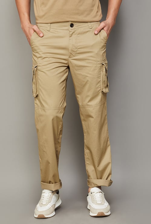 FAHRENHEIT Solid Regular Fit Cargos