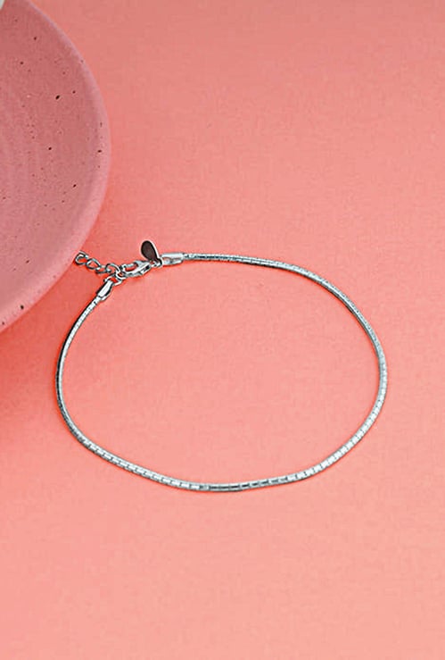 GIVA Embellished Sterling Silver Anklet