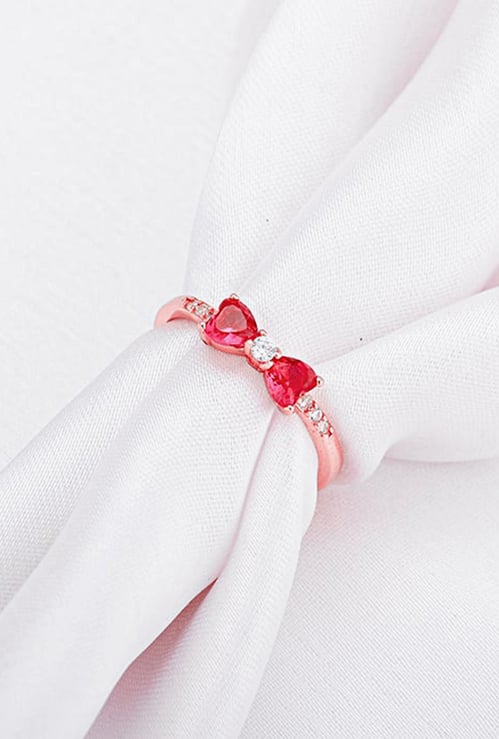 GIVA Sterling Silver Anushka Sharma Cherry Bow Heart Ring