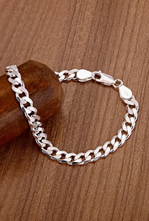 GIVA Sterling Silver Curb Chain Bracelet