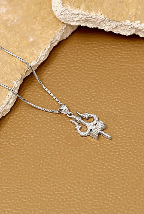 GIVA Sterling Silver Trishul Chain with Pendant
