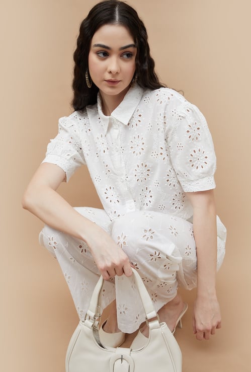 GINGER Schiffli Crop Shirt