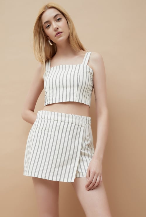 GINGER Striped Wrap Mini Skorts
