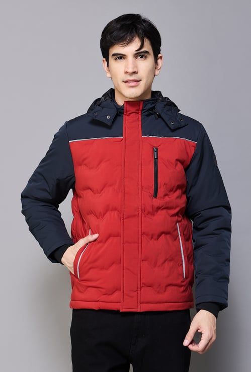 INDIAN TERRAIN Colourblock Hooded Padded Jacket