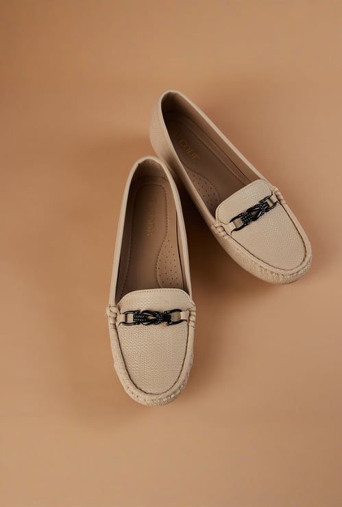 CODE Textured Buckle Upper Moccasins