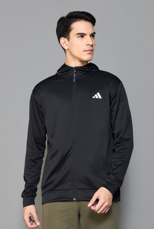 ADIDAS Solid Zip-Through Hooded Jacket