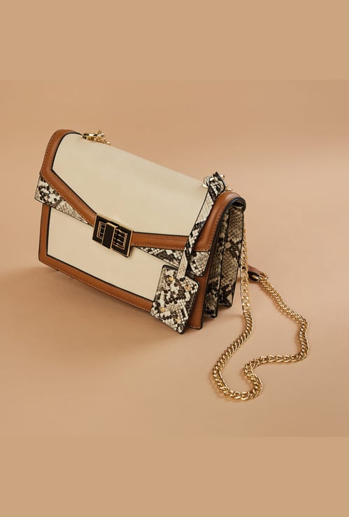 CODE Embossed Envelope Sling Bag with Chain Strap