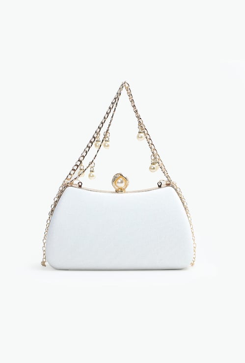 CODE Shimmery Clutch with Chain Strap