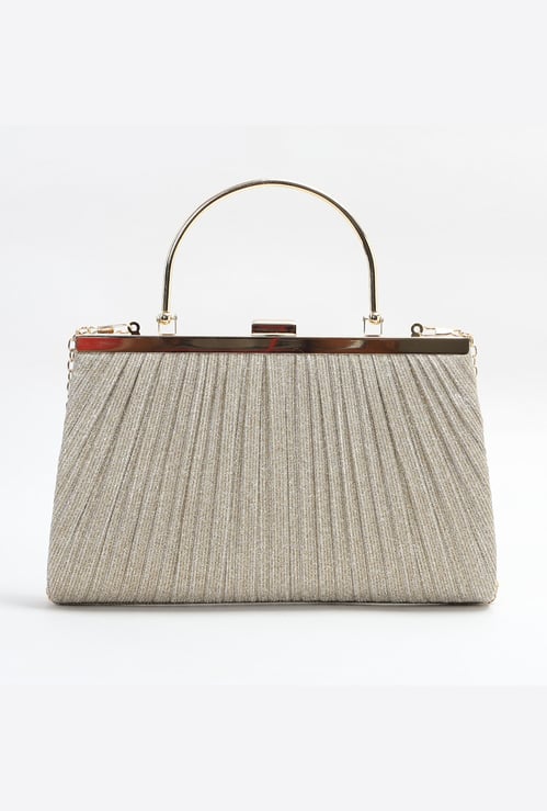 CODE Embellished Clutch with Chain Strap