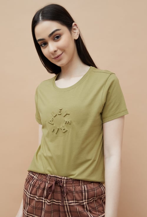 GINGER Textured Round Neck T-shirt