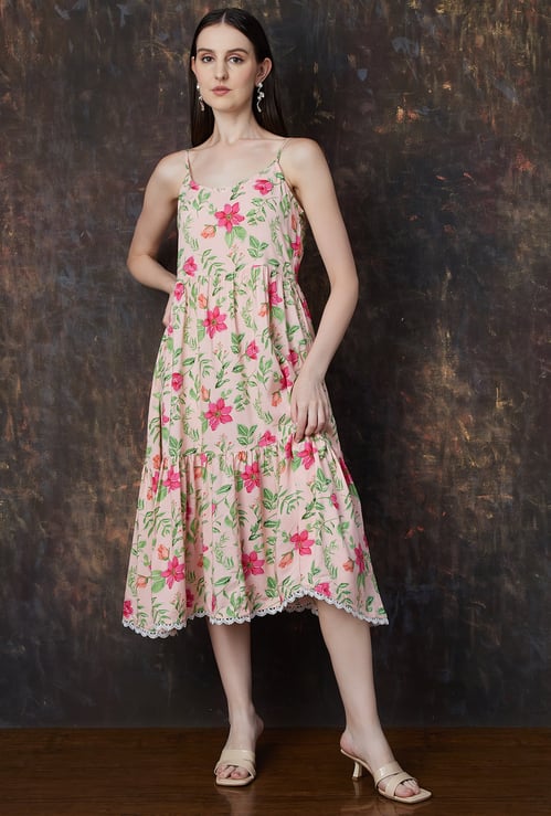 MELANGE Floral Print Tiered Dress