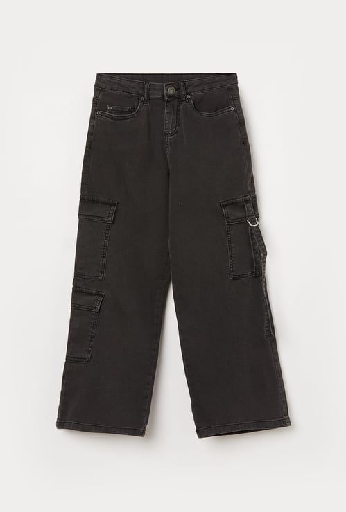 FAME FOREVER Girls Washed Regular Straight Cargos