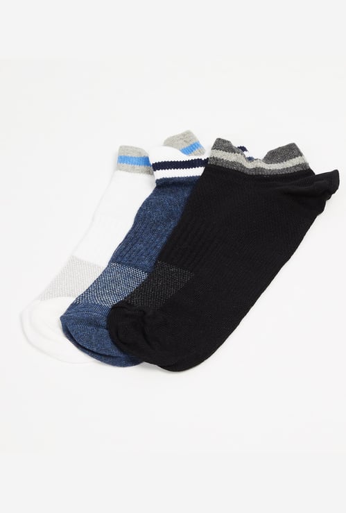 FORCA Striped Cuff Ankle-Length Socks - Pack of 3