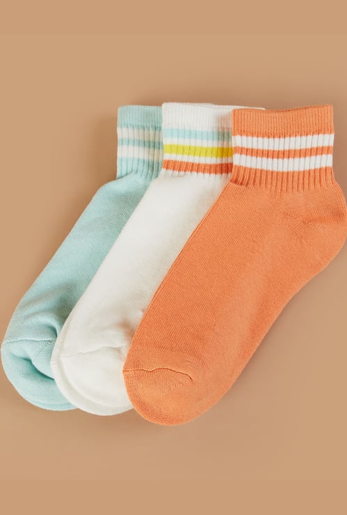 GINGER Striped Ankle Length Socks - Pack of 3