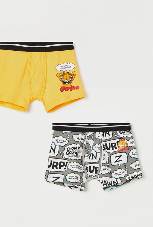 FAME FOREVER Boys Garfield Print Trunks - Pack of 2