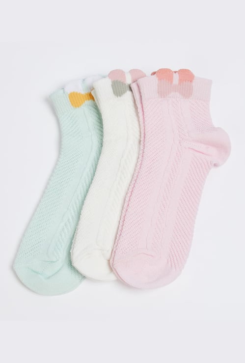 FAME FOREVER Knitted Ankle-Length Socks - Pack of 3
