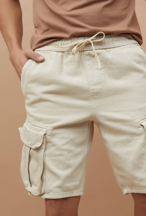 FORCA Solid Regular Fit Cargo Shorts