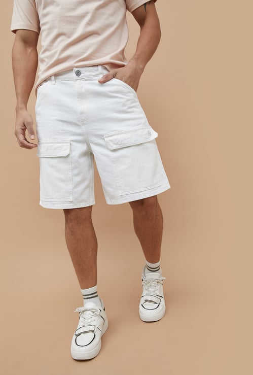 FORCA Solid Denim Cargo Shorts