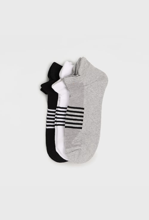 ALLEN SOLLY Striped Ankle-Length Socks - Pack of 3