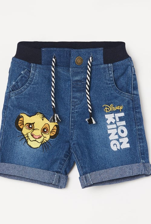 JUNIORS Boys The Lion King Applique Denim Shorts