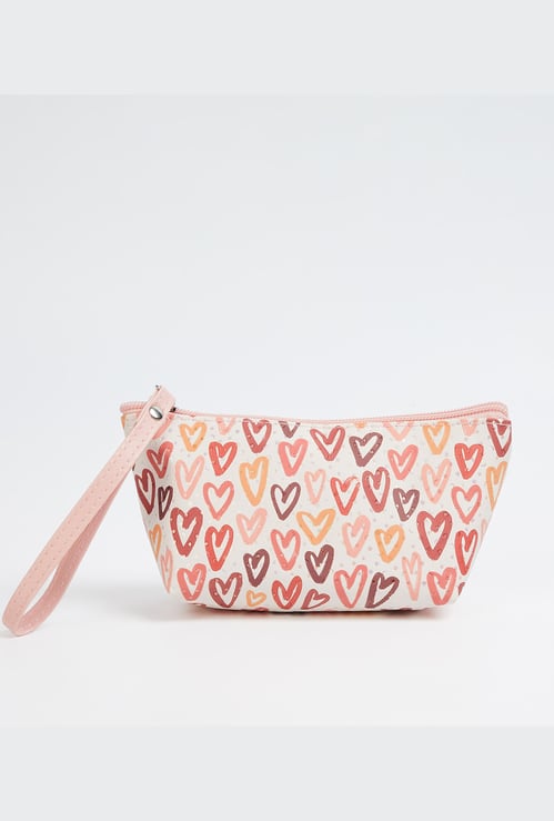 FAME FOREVER Heart Print Vanity Pouch