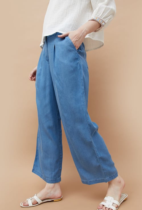 COLOUR ME Solid Ankle Length Trousers