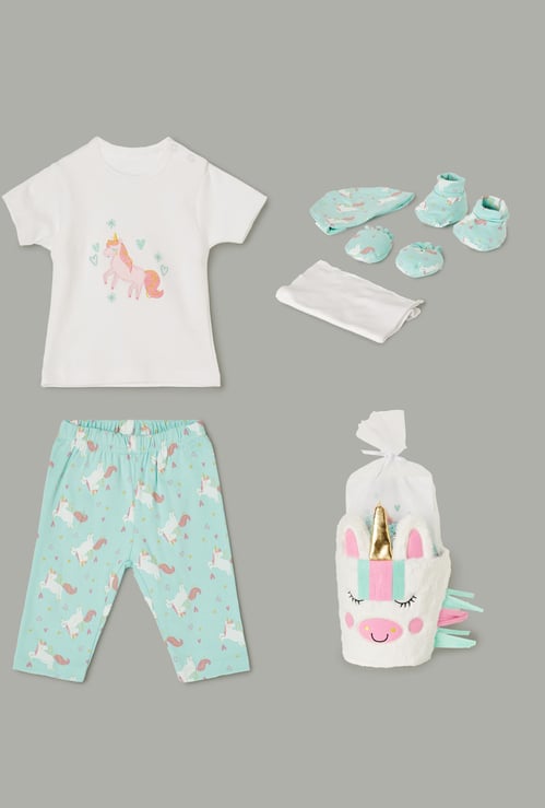 JUNIOR BABY Girls Unicorn Gift Set - Pack of 8