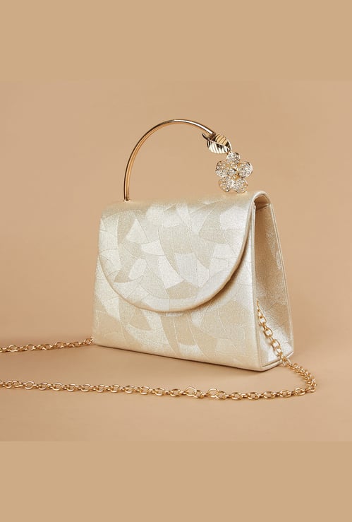 CODE Patterned Foldover Clutch
