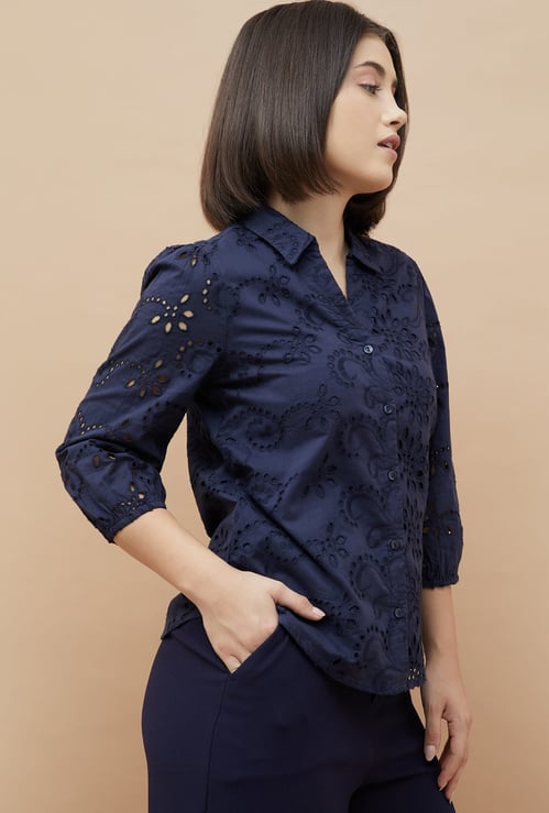 CODE Schiffli Embroidered Shirt