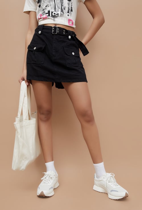 GINGER Solid Mini Skirt