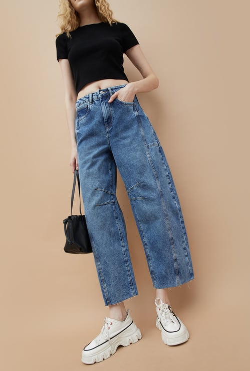 GINGER Washed Wide Leg Jeans