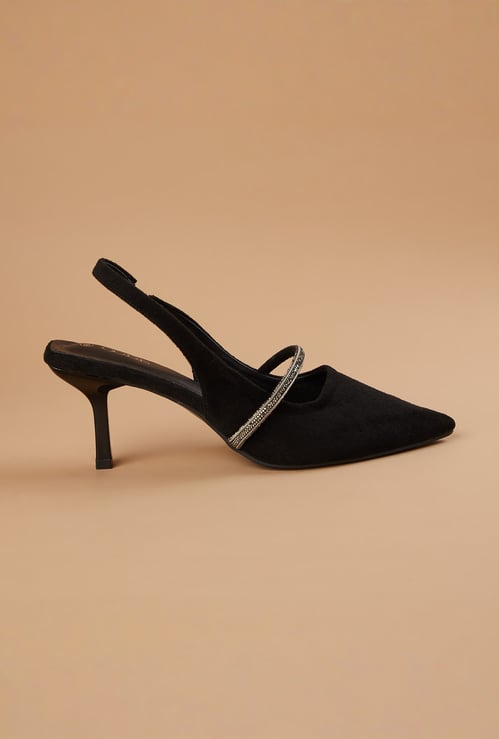 CODE Embellished Strap Pointed Toe Heels