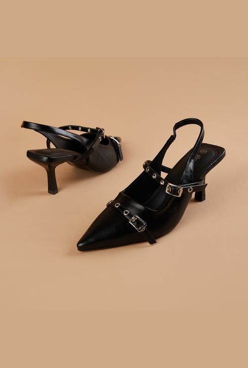 GINGER Buckle- Detailed Spool Heels