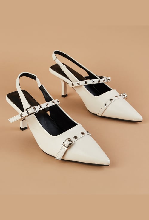 GINGER Buckle- Detailed Spool Heels