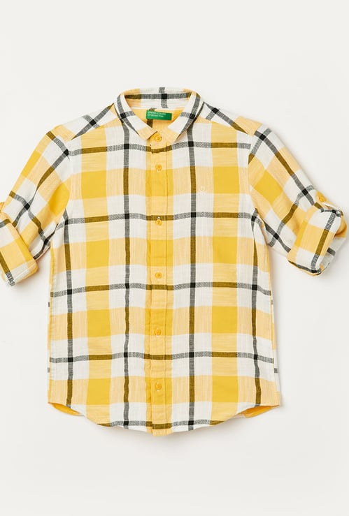 UNITED COLORS OF BENETTON Boys Checked Regular Fit Shirt