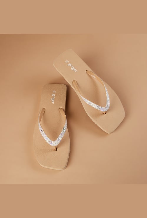 GINGER Embellished V-strap Flip Flops