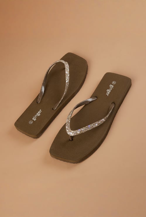 GINGER Embellished V-strap Flip Flops