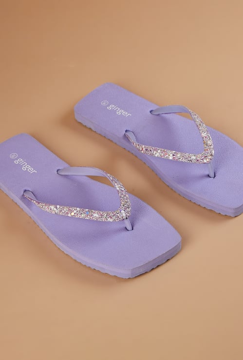 GINGER Embellished V-strap Flip Flops