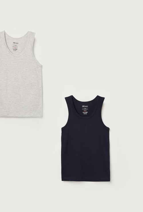 FAME FOREVER Boys Solid Innerwear Vest - Pack of 2