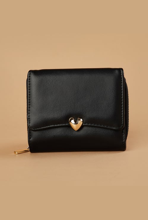 GINGER Heart Accented Tri-Fold Wallet