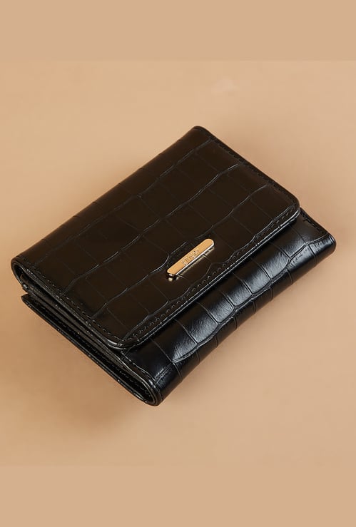 GINGER Croc Embossed Tri-Fold Wallet