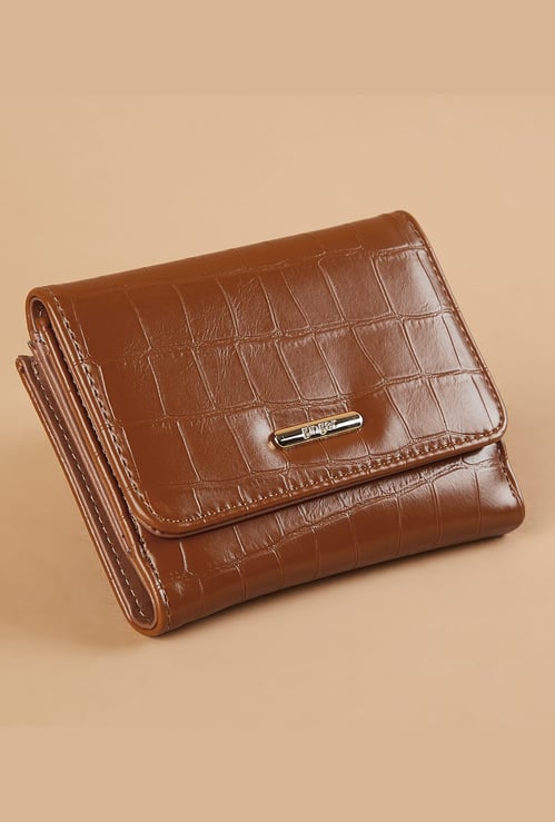 GINGER Croc Embossed Tri-Fold Wallet