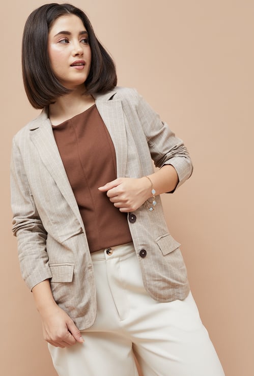 CODE CLASSIC Striped Single Breasted Blazer