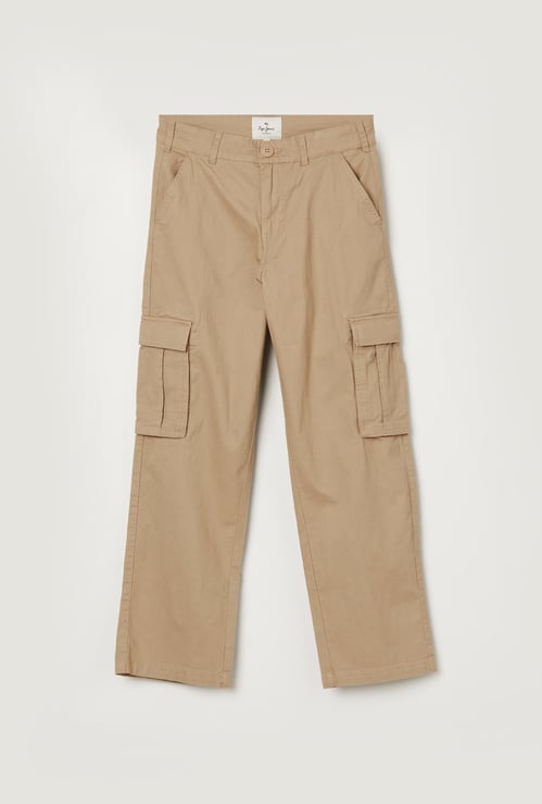 PEPE JEANS Boys Solid Regular Fit Cargos
