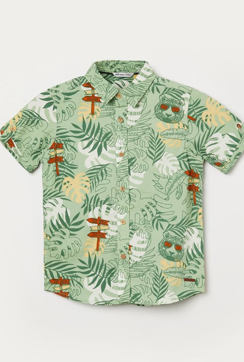 FAME FOREVER Boys Tropical Print Shirt