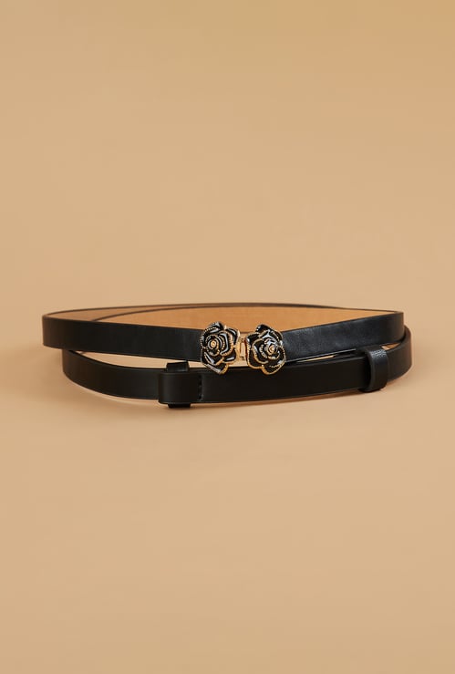 GINGER Solid Belt with Rose Buckle